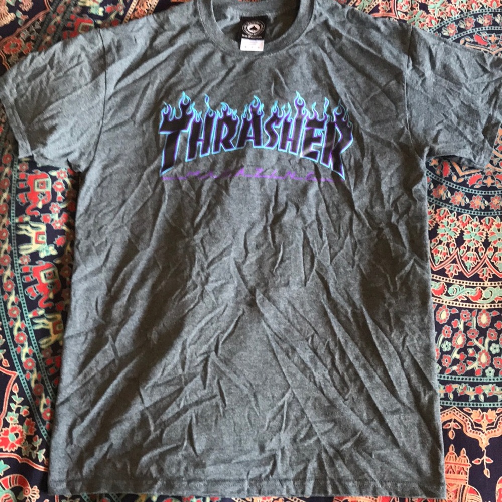 Grey and purple Thrasher T-shirt